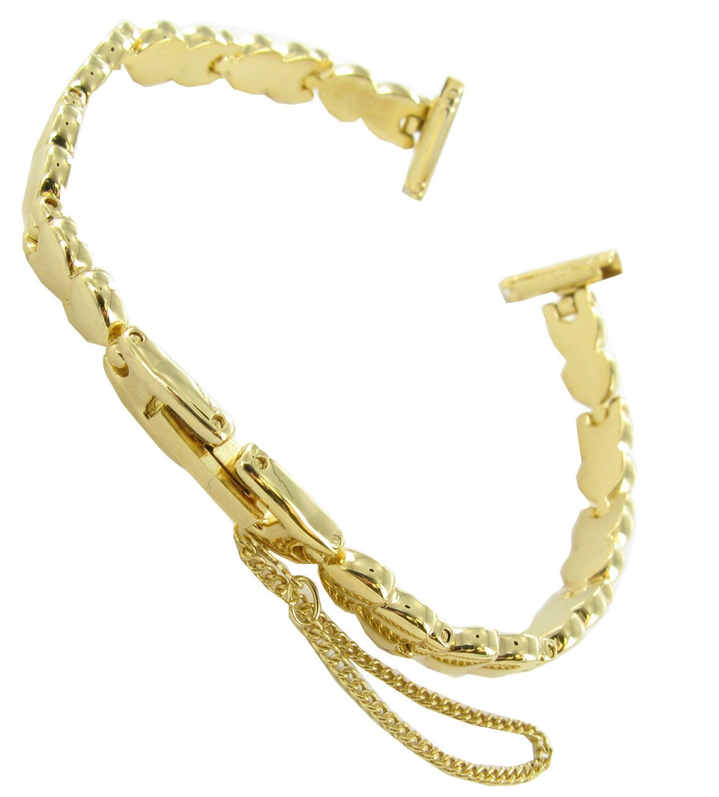 12mm Milano Gold Tone Lock Clasp Elegant Heart Link Ladies Watch Band 3708