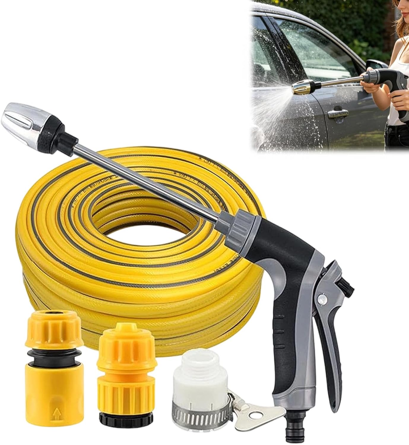 Hose Hawk Pressure Washer, Hosehawk Pro Multi Function High Pressure Hose Nozzle - Professional Water Pressure, Quick and Easy Installation for Car Washing, Garden & Patio (B)