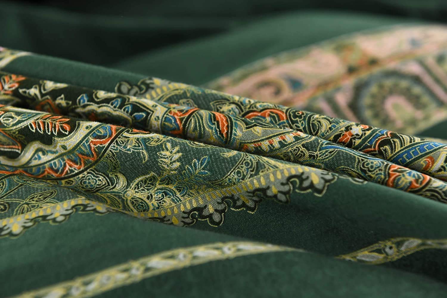 Lanqinglv Ropa de cama 200 x 220 cm, color verde oscuro, bohemio, indio, reversible, juego de ropa de cama doble, funda nórdica con cremallera y 2 fundas de almohada de 80 x 80 cm