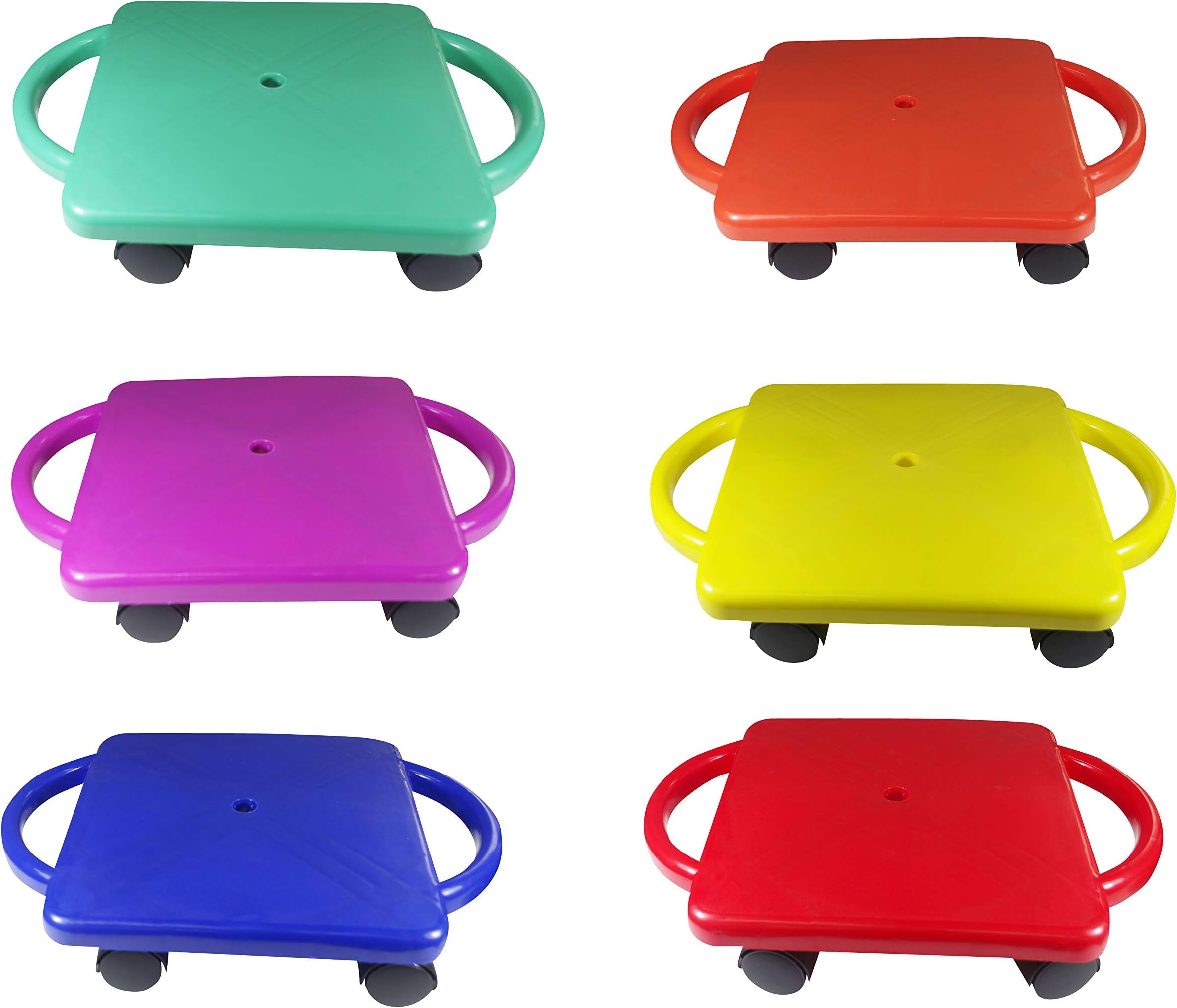 Educational Manual Plastic Scooter Board with Safety Handles | 16" x 11" inches| Perfect for Kids, Teens, Adults | PE, Gym Class, Daycare, Preschool Development, Games, Camps