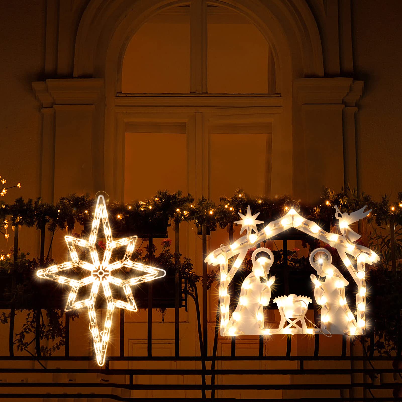 Weihnachts-Fenster-Silhouette-Lichter