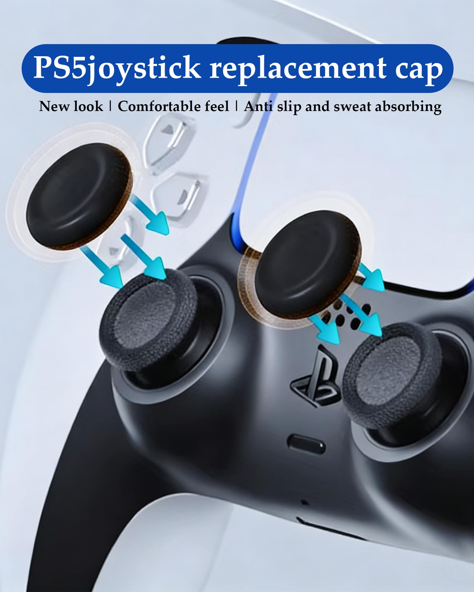 gommini joystick PS5 zestaw 10 sztuk, łatwe w instalacji, czarne, chroniące joysticki, szeroka kompatybilność, kompatybilne z kontrolerami PS4/PS5/PS5 Edge.