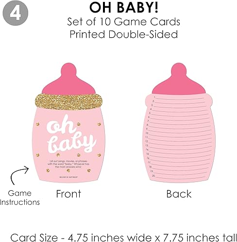 Miniatura 7 de Big Dot of Happiness Hello Little One - Rosa y dorado - 4 juegos de baby shower para niñas - 10 cartas cada uno - Paquete gamerific