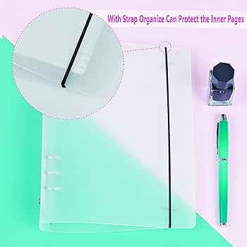 Personal A5 Transparent PVC Binder Cover Clear Soft PVC Notebook Shell Rose Gold 6 Rings Protector Snap Button Closure Loose Leaf Folders Personal A5 Bin