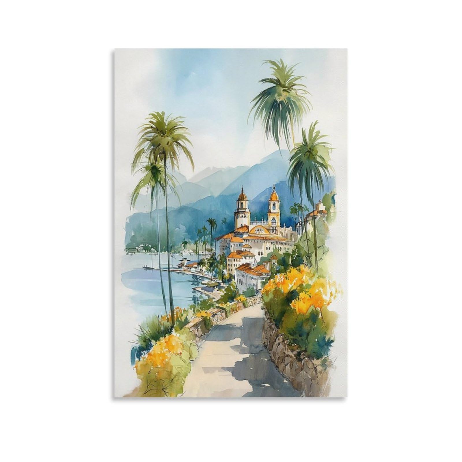 XWYMXZ Orange County 24x36inch(60x90cm) Vintage Travel Poster Watercolor Canvas Art
