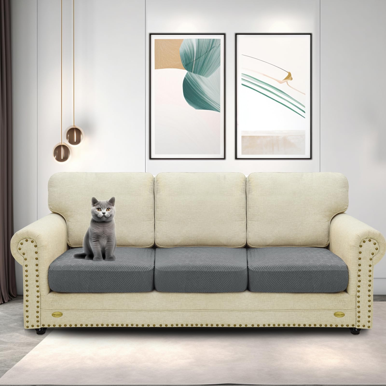 CHELZEN Stretch Sofa Seat Cushion Cover, Fitted Sofa Cushion Slipcovers, Couch Cushion Covers - Image 2