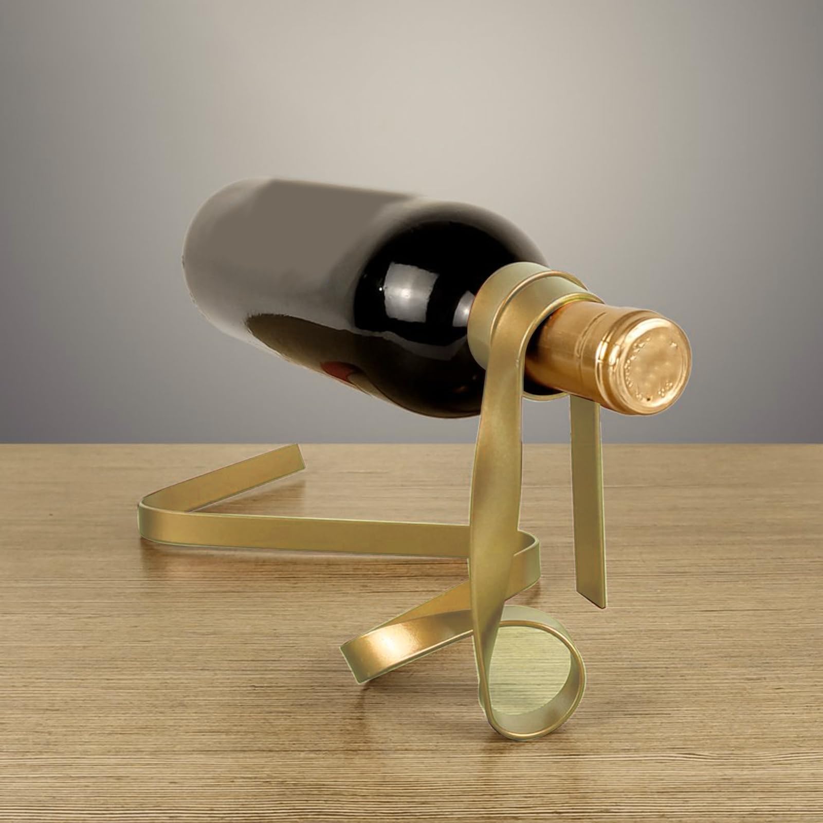 Porte-bouteille de vin simple - porte-bouteille suspendu | affichage de liqueur design de ruban métallique pour barre de cuisine à la maison restaurant pour cave