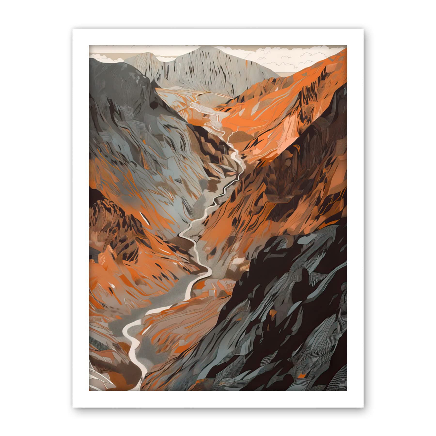 Artery8 Scaffel Pike Hiking Trail Rocky Mountain Landscape Artwork Framed Wall Art Print 18X24 Inch