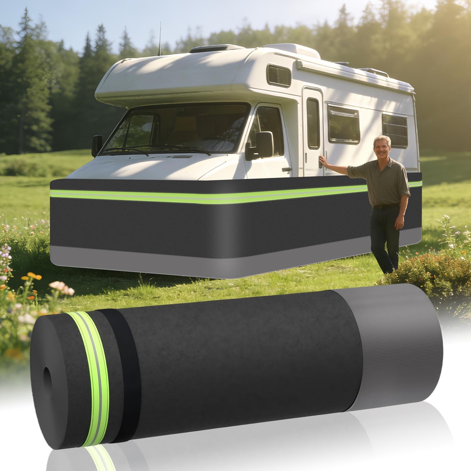 RV Skirting,Easy Installation RV Skirting for Winter, Travel Wheel Skirt for Mobile Home Exterior, RV Skirt with Waterproof Felt, for Camper, Travel Trailer,Outdoor (2.6 x72ft)