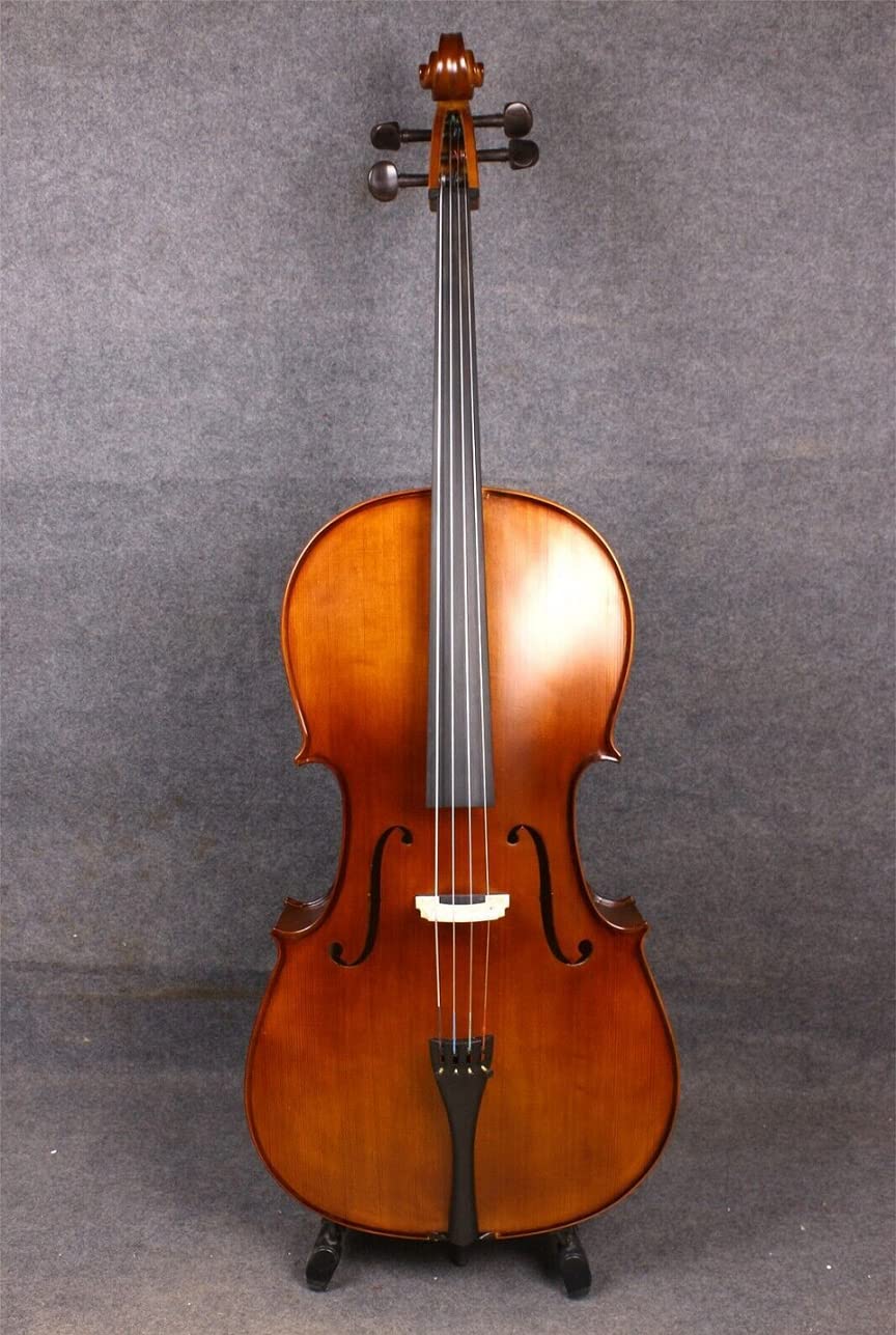 Professional 4 string Acoustic Cello Hand Made Nice Spruce Wood Top Maple Back and Side Wood Ebony Wood Finger Board and Ebony Wood Cello Pegs Steel Strings Cello with Bag & Bow