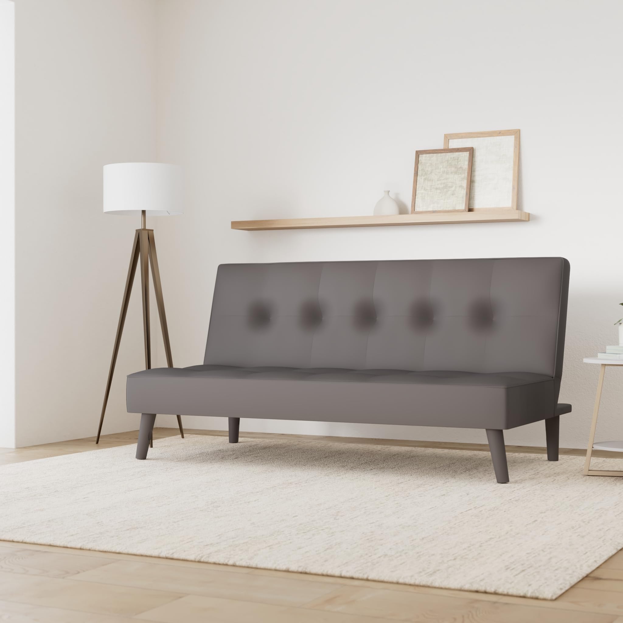 SHIITO | Sofá Cama de 2 Plazas | Modelo Tiffany - Apertura Clic-Clac | Mueble versátil y cómodo | Diseño Capitoné - En Gris - 188 x 88 x 88 cm