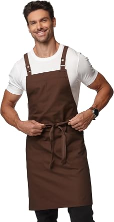Unisex Kitchen Apron, Cross Strap Apron with 2 Pockets, Durable Waterproof Professional Apron 4251JC