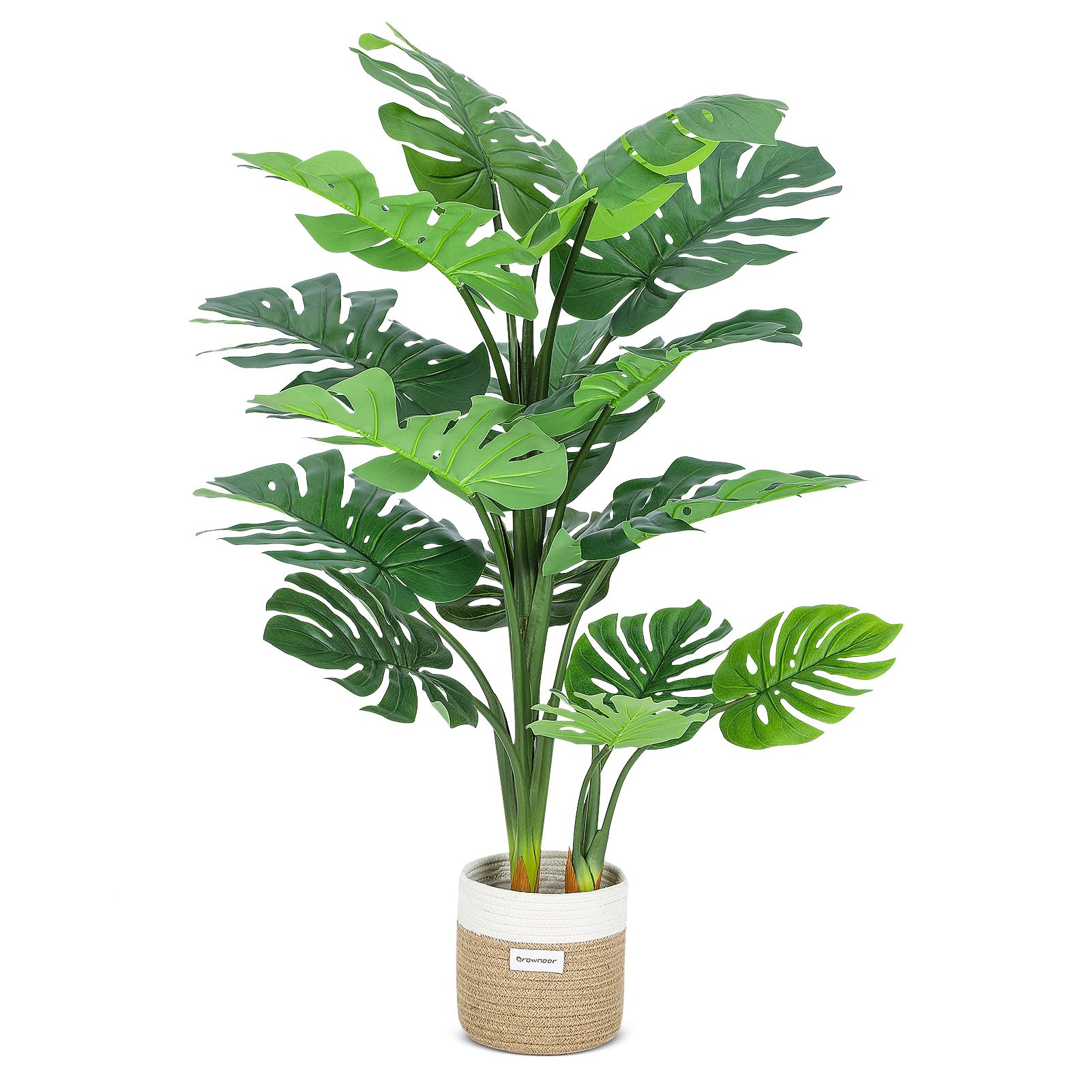 GROWNEER 48 Inch Artificial Monstera Deliciosa Fake Plant for Indoor Home Office Living Room Décor with Basket