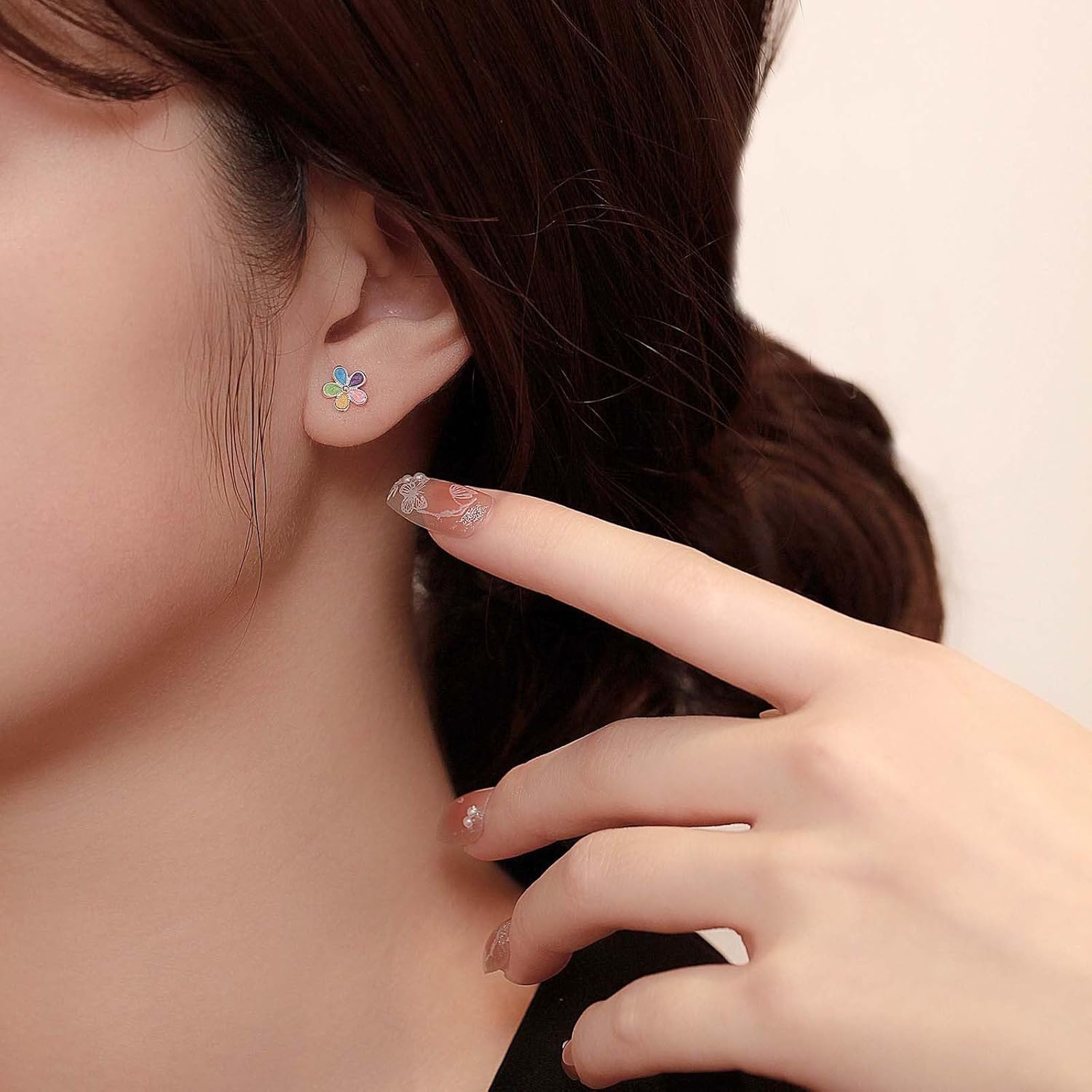 Colorful Flower 925 Sterling Silver Tiny Stud Earrings Enamel Daisy Blossom Cartilage Traugs Small Studs Earring for Women Cute Birthday Jewelry Gifts Hypoallergenic - Image 2