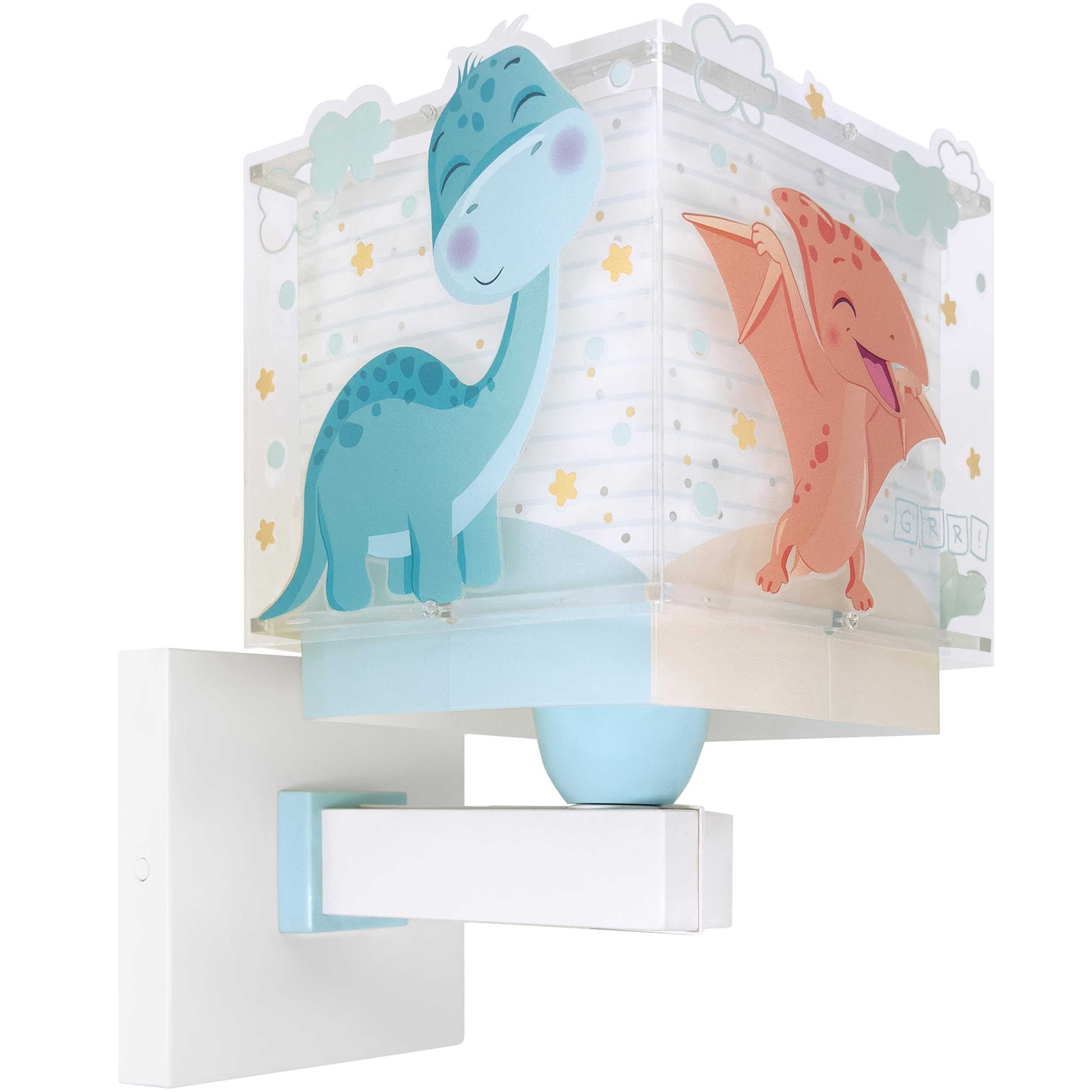 Dalber Lámpara Aplique Pared Infantil Baby Dinos 63459 | Lámpara aplique de pared con instalación directa a la corriente o mediante cable con interruptor incluido.