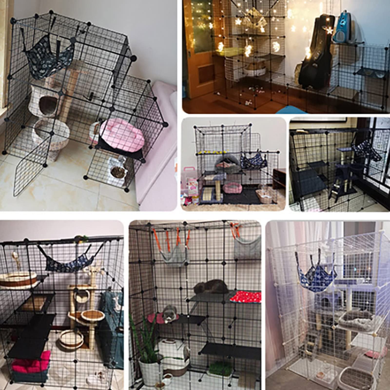 Gabbie per Gatti da Interno, Recinti per Gatti Gabbia per Gattini Staccabile in Filo Metallico Fai-da-Te Cuccia per Gatti con Porta per Piccoli Animali Gattini, Ampio Spazio per Esercizi per