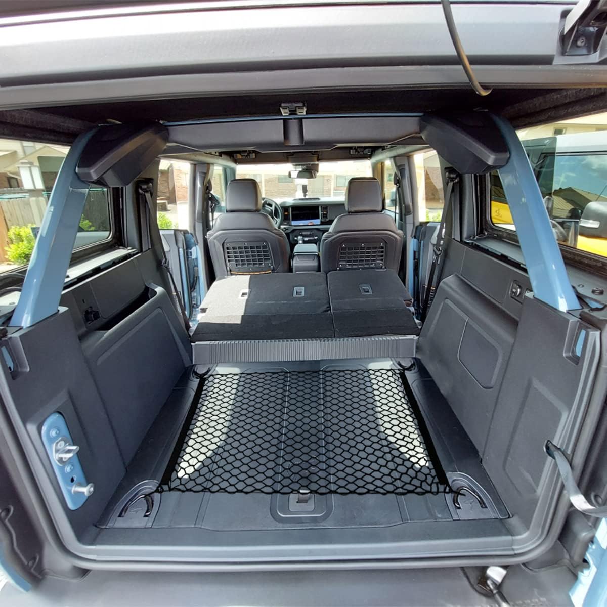 Muslogy Compatible with Ford Bronco 2026 2025 2024 2023 2022 2021 Cargo Mesh Net Accessories, 2/4 Door Stretchable Trunk Organizer Cargo Net Elastic Mesh with Hooks (4 Door)