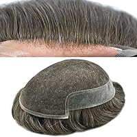 Vista 16 de Toupee - Sistema de cabello humano no quirúrgico para hombres Toupee indetectable de encaje para hombres, extensiones de cabello gris 100% cabello