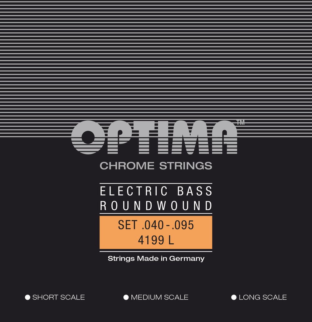 Corde Optima per basso elettrico Cromo. Set di corde tonde a scala corta 4 corde a scala corta