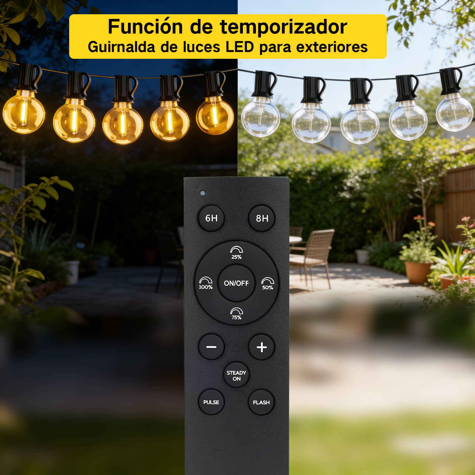 Guirnalda Luces Exterior Enchufe, 45M 147.6FT G40 con 55+2 Bombillas Exterior Guirnalda, Impermeable Regulable Luces LED Exterior Jardin para Patio, Fiesta, Café,Terraza decoracion