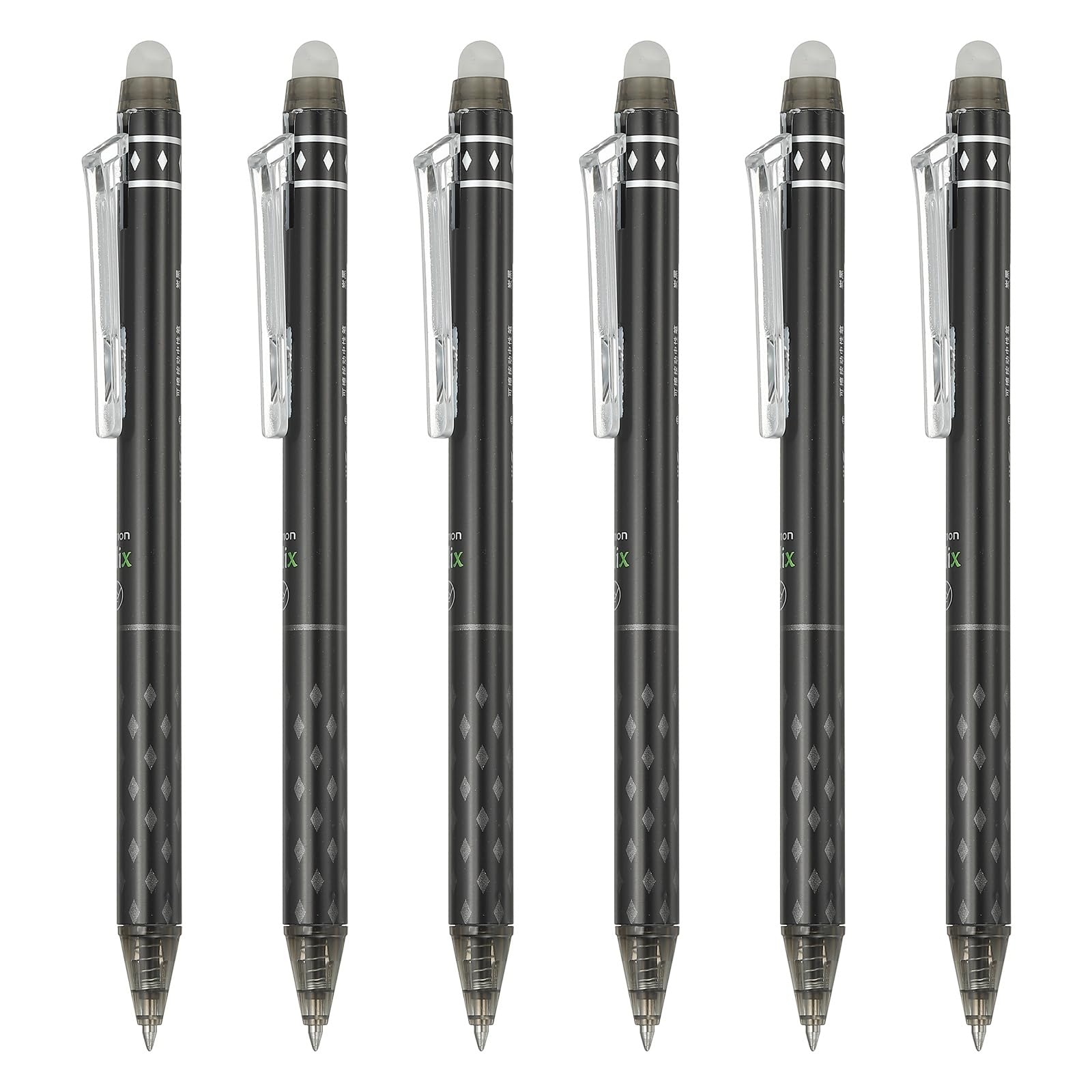 PATIKIL 6Pcs Erasable Gel Pens, 0.5mm Retractable Fine Point Heat Erasable Marking Pen Smooth Writing Fabric Markers for Sewing Drawing Writing Planner, Black