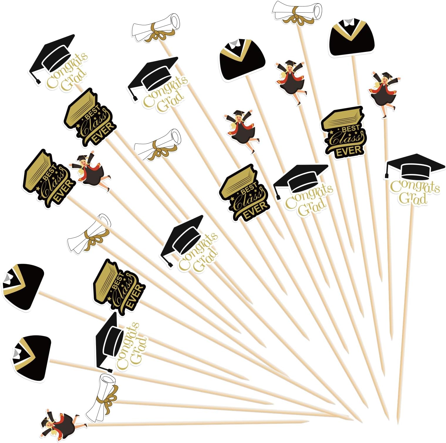 100 Pcs Graduation Cocktail Picks Irish 4.7 Inch Bachelor