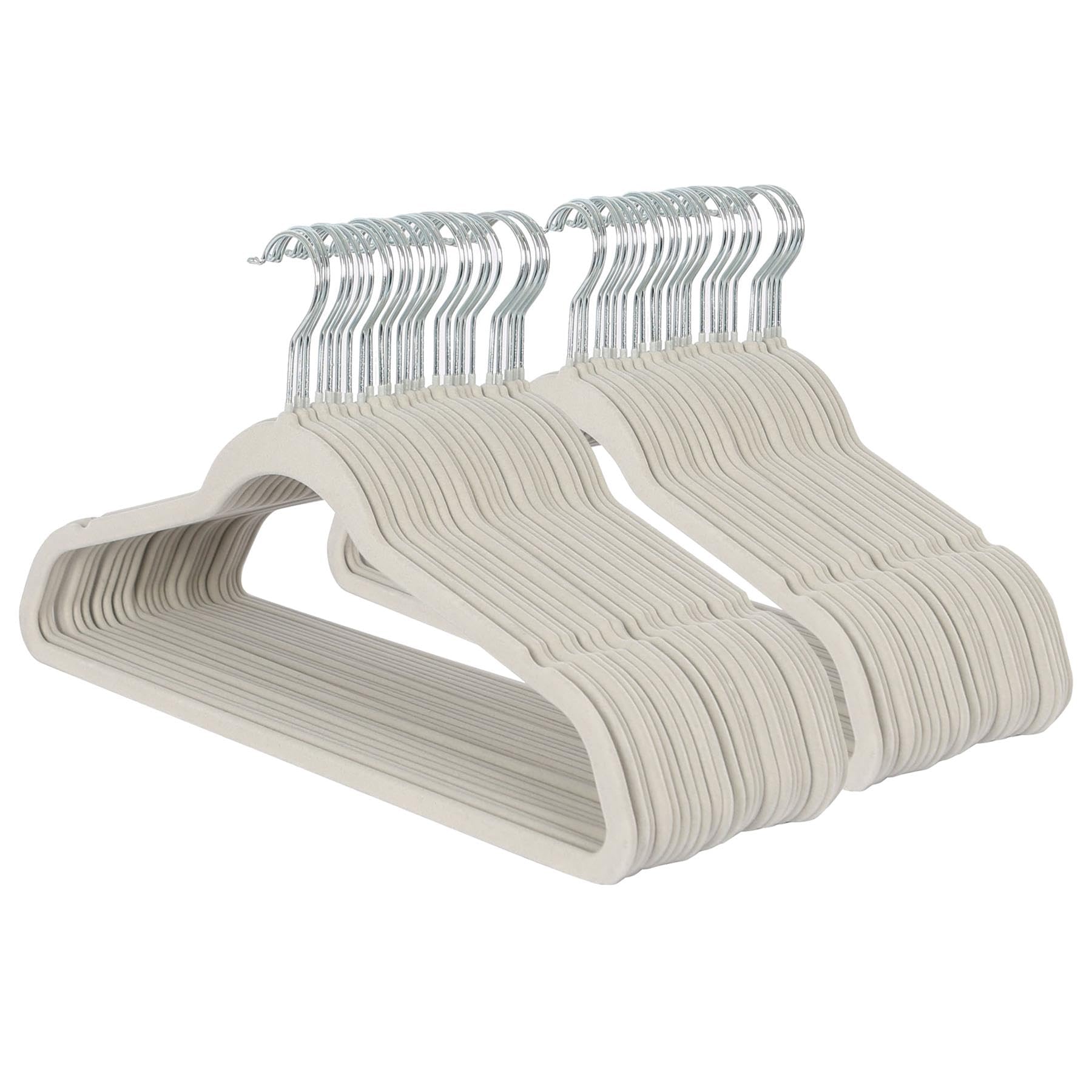 Harbour Housewares Velvet Hangers - 45cm - 50x - Grey Non-Slip Coat Hangers with Trouser Bar Clothes Bar 360 Degree Swivel Hook Wardrobe Organiser for Suit & Shirt, Trouser
