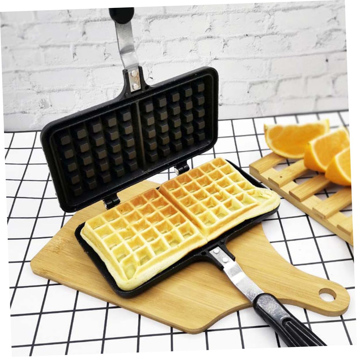 Stampo Facile da Pulire e Lavabile in Alluminio Pressofuso e Waffle Nero Piastra per Waffle Preparazione di Dolci Fatti in Casa per Cottura su Fornello