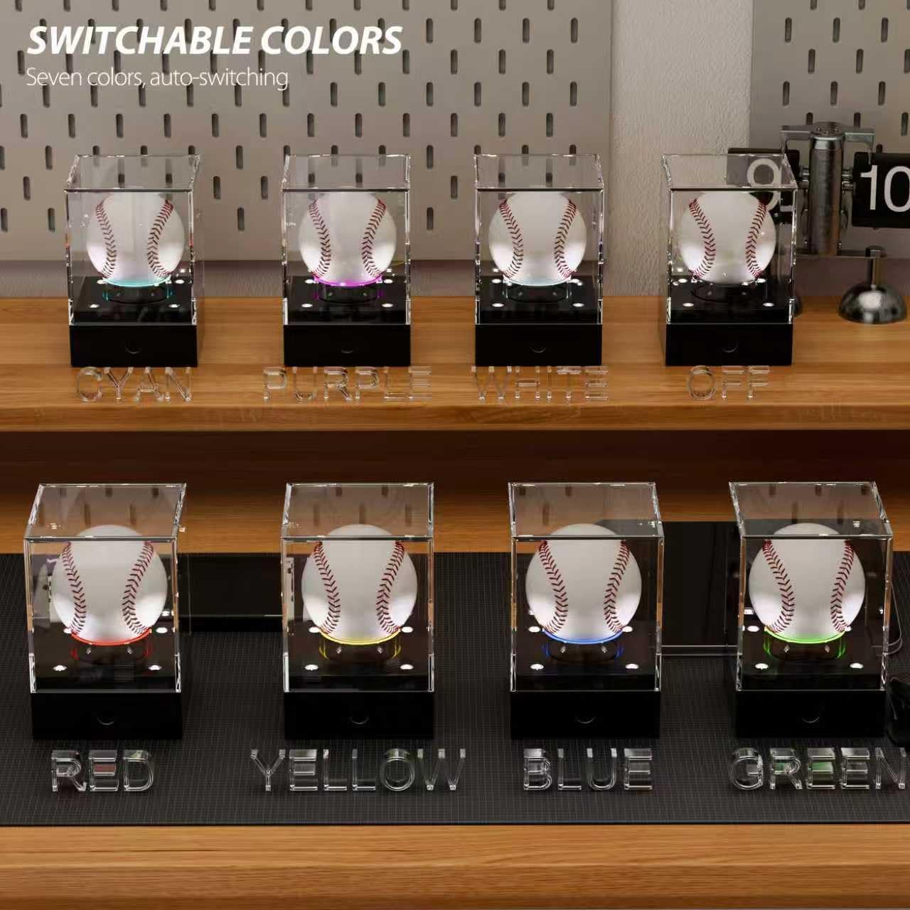 Baseball Display Case with Led Light, Clear Cube Baseball Holder for Display, Acrylic UV Protected Clear Baseball Stand for Memorabilia Baseball Gifts 1 Pack - Image 3