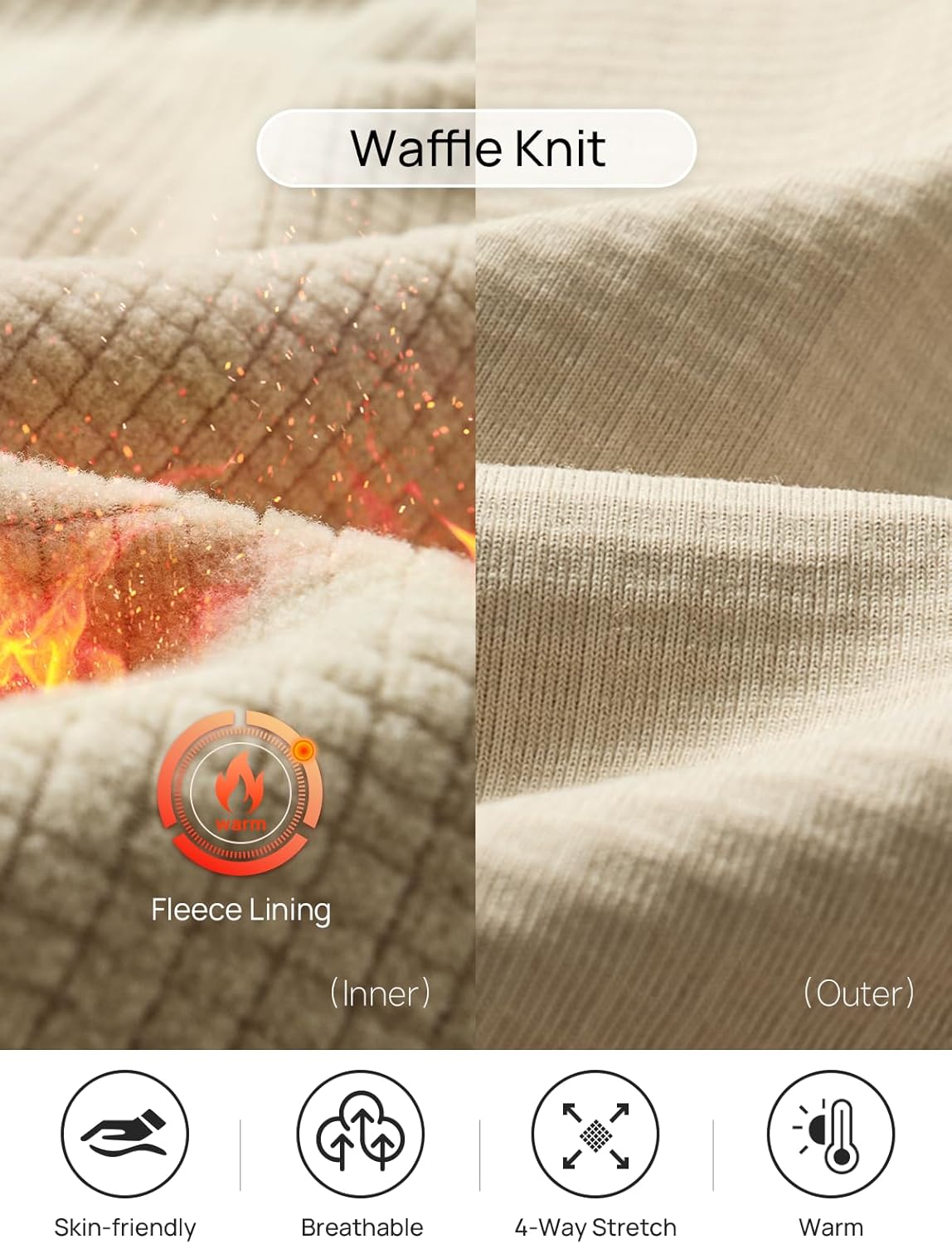 NORTHYARD Men's Quarter Zip Pullover Fleece Lined Long Sleeve Running Shirts Golf Sweatshirts Outdoor Thermal Layer Hiking - Image 3