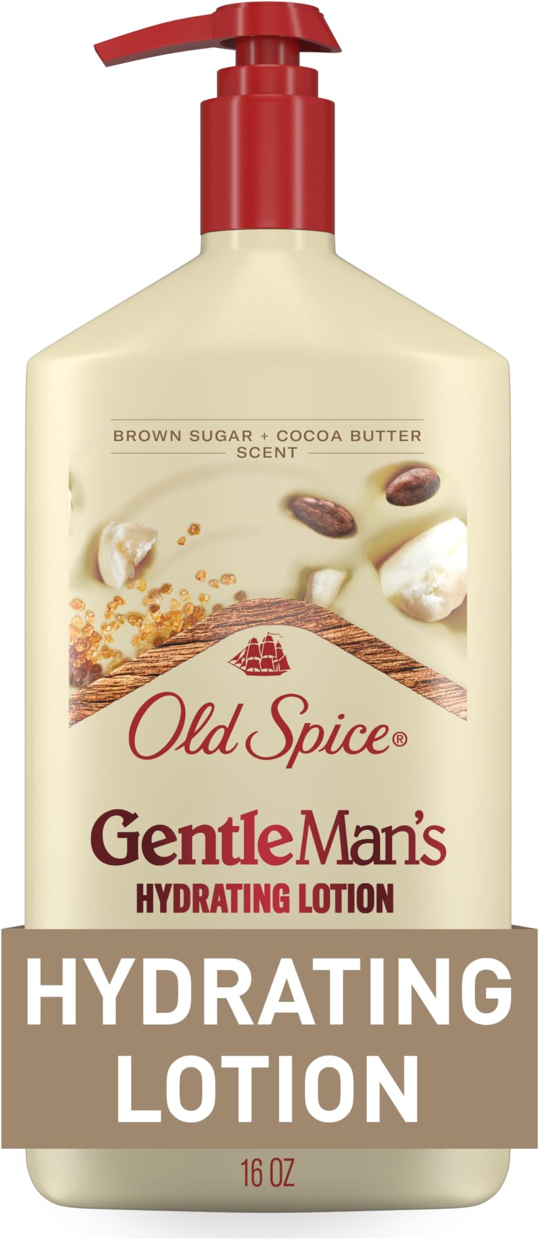 Old Spice Hand, Face & Body Lotion for Men, 24/7 Lightweight Moisturization with Vitamin B3, Instant Absorption, For All Skin Types, Brown Sugar + Cocoa Butter Scent, 16 oz