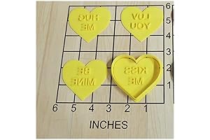 Valentine's Day Candy Hearts Shape Set Cookie Cutter and Stamp Set