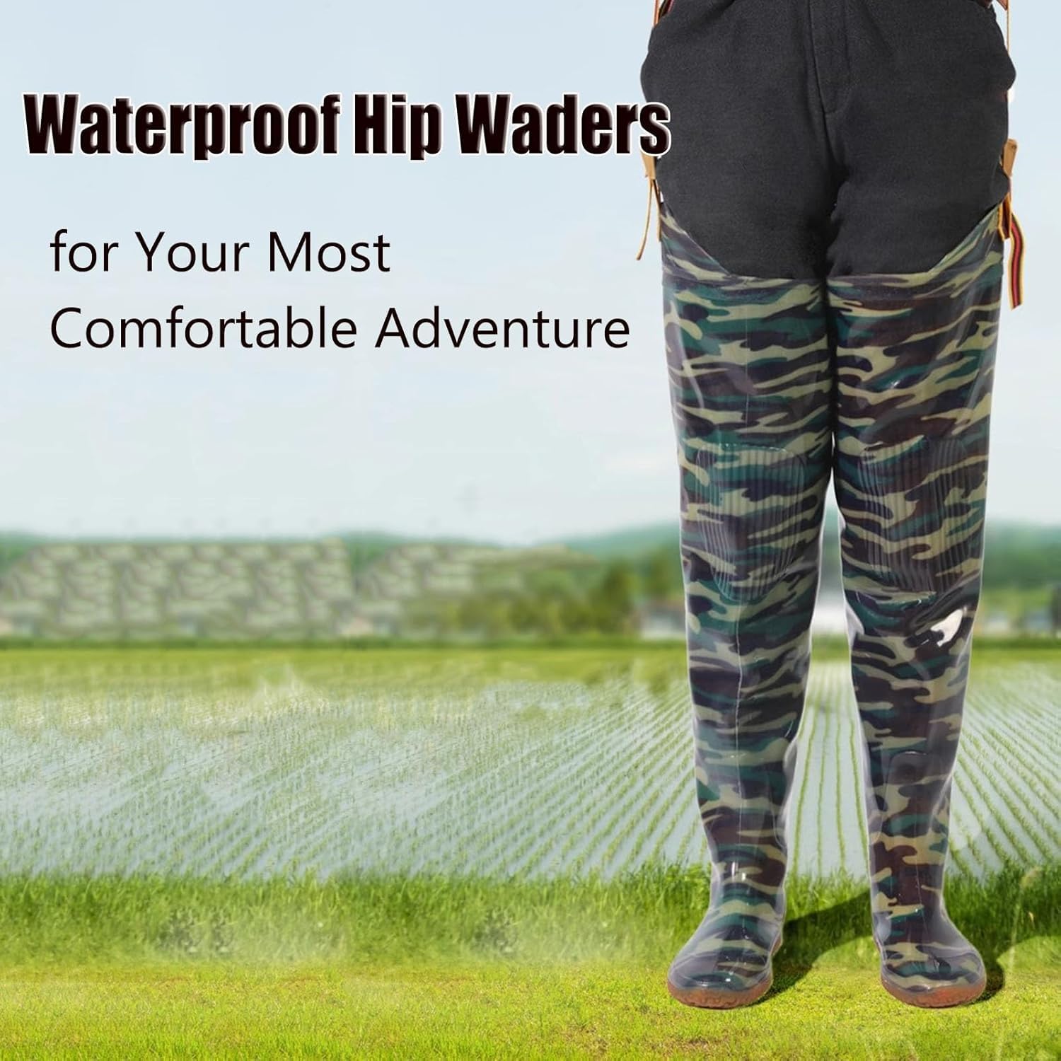 LXXW Fishing Chest Waders Waterproof boots for men and women, non-slip sole, adjustable buckle, rice planting water shoes hunting waders(8.5)