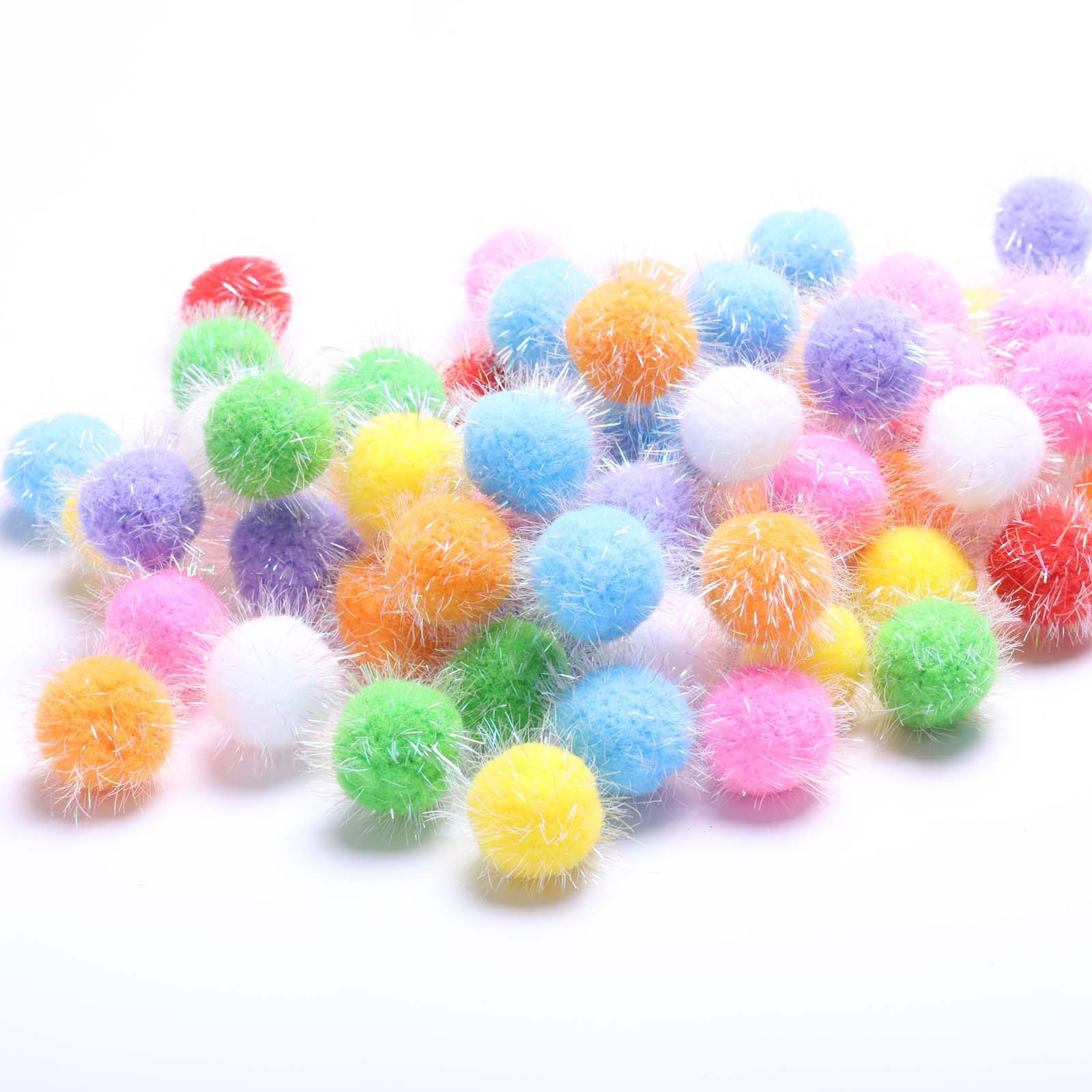 RIMOBUL40PCS 1.5 Inch New Generation Extra Large Cat's Favorite Chase Glitter Ball Toy Sparkle Pom Pom Balls (40PCS)