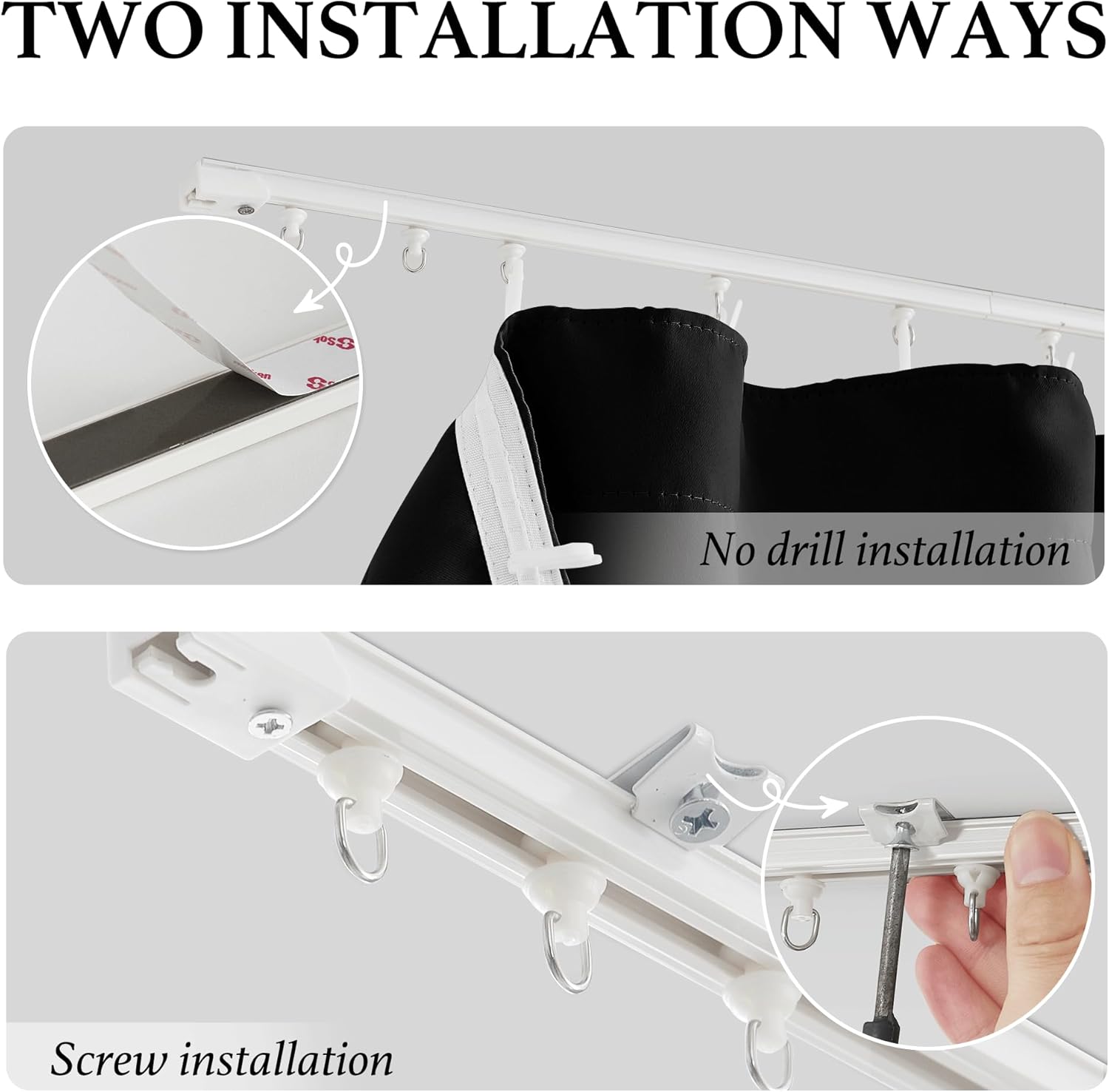 RYB HOME Room Divider Curtain Set with Ceiling Track, Privacy Blackout Curtain for Bedroom/Living Room/Basement/Patio/Sliding Glass Door Thermal Insulated, W100 x L84 in, Black, 1 Panel 100"W x 84"L (Pack of 1) Straight Track-black