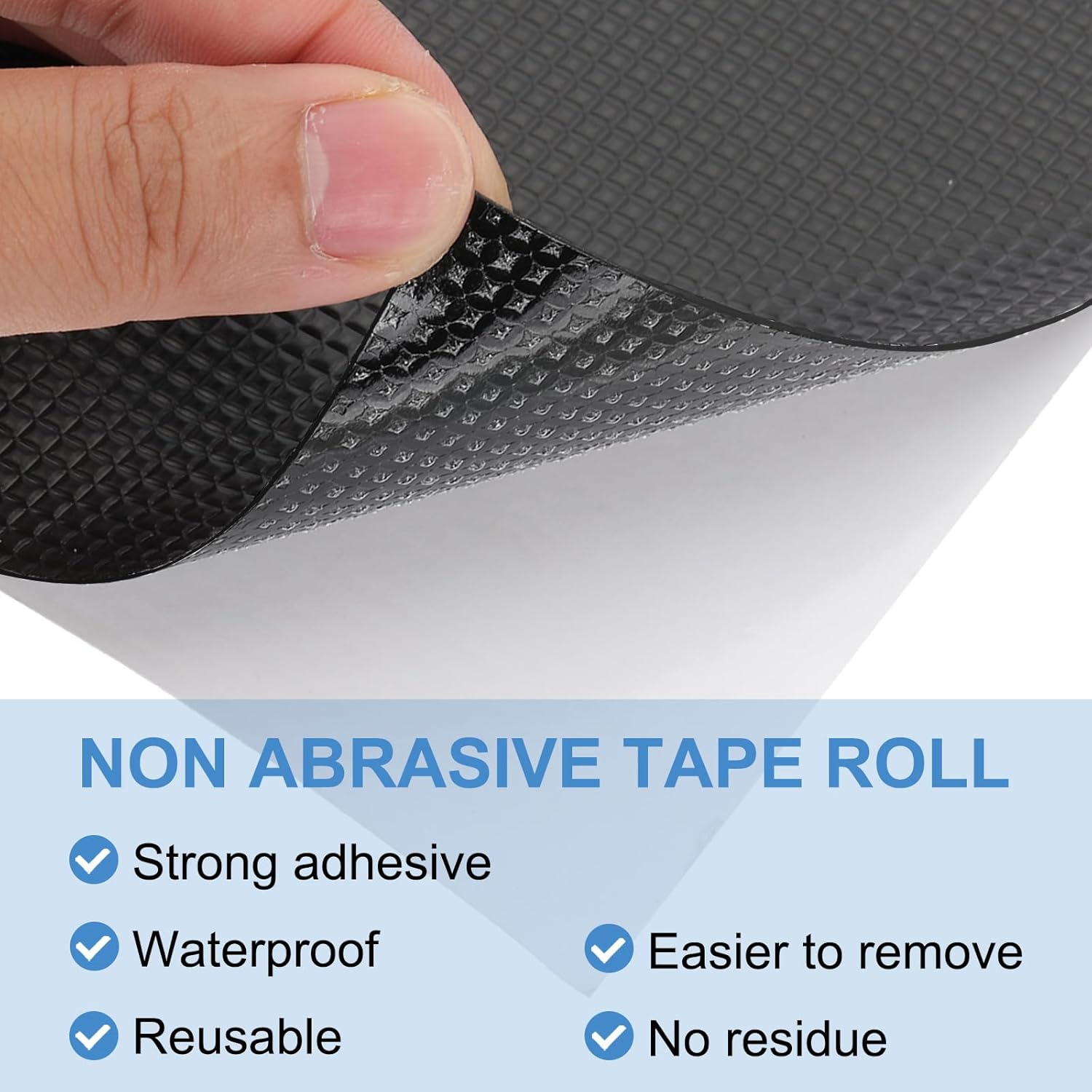 1 Inch x 10 Feet Non-Slip Grip Tape, Waterproof Non-Abrasive Traction Tape Self-Adhesive Cushion Pad Strips for Handrails Game Controllers Ovens- 1 Roll (Black)