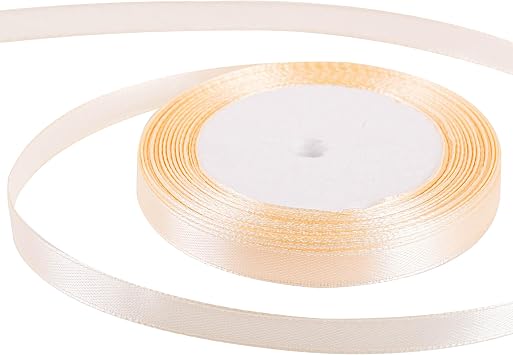 10mm Off-White Ribbon for Gift Wrapping 22M,Off-White Satin Ribbons Fabric 10mm Thick for Crafting Hair Bow Christmas Polyester Ribbon Cake Wedding Party Balloon Car Ribbons Decoration