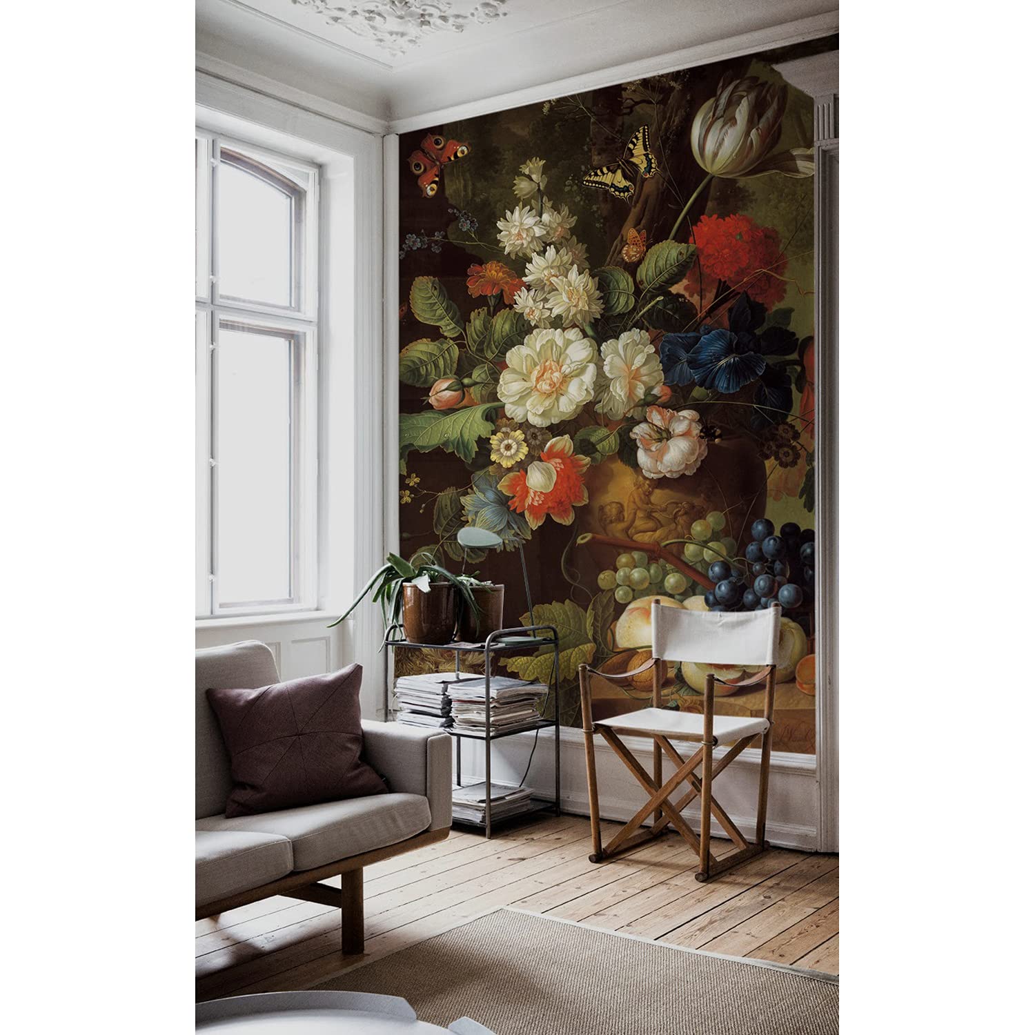 Papier peint intissé bouquet vintage floral déco murale salon chambre cuisine 208x146