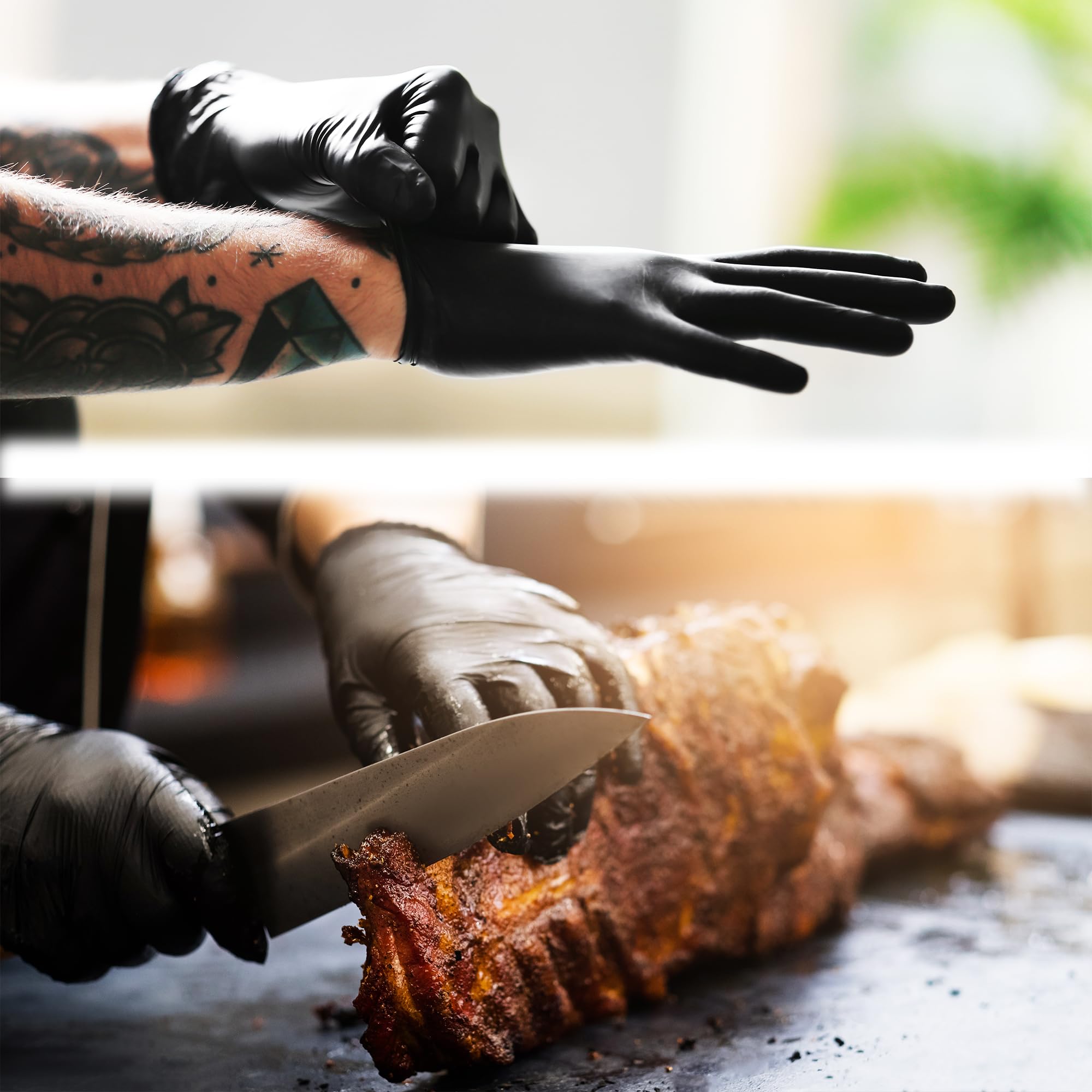R MOVE 100 guanti in nitrile monouso neri M senza polvere, gloves ambidestri usa e getta per alimenti, non sterili, senza lattice, ipoallergenici - per ambiti medici, Estetisti, Tatuatori (M, Neri)