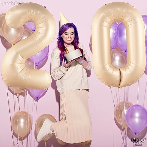 Miniatura 7 de KatchOn, Globo Gaint Caramel del número 20, 40 pulgadas, decoración de globos de cumpleaños 20, decoraciones de cumpleaños 20 para fiesta, globo de