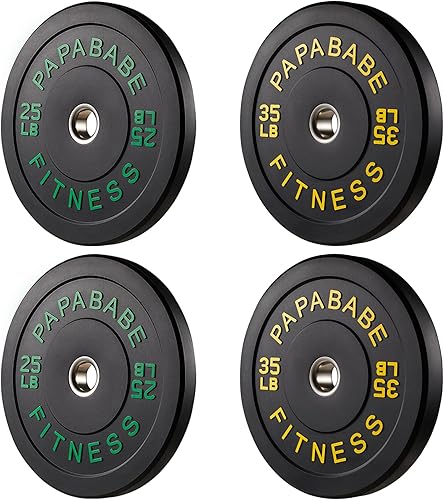 Miniatura 45 de Papababe Placas de peso, juego de placas de pesas de 2 pulgadas, placas de peso de goma protectoras para el suelo, placas de parachoques de 10 a 600