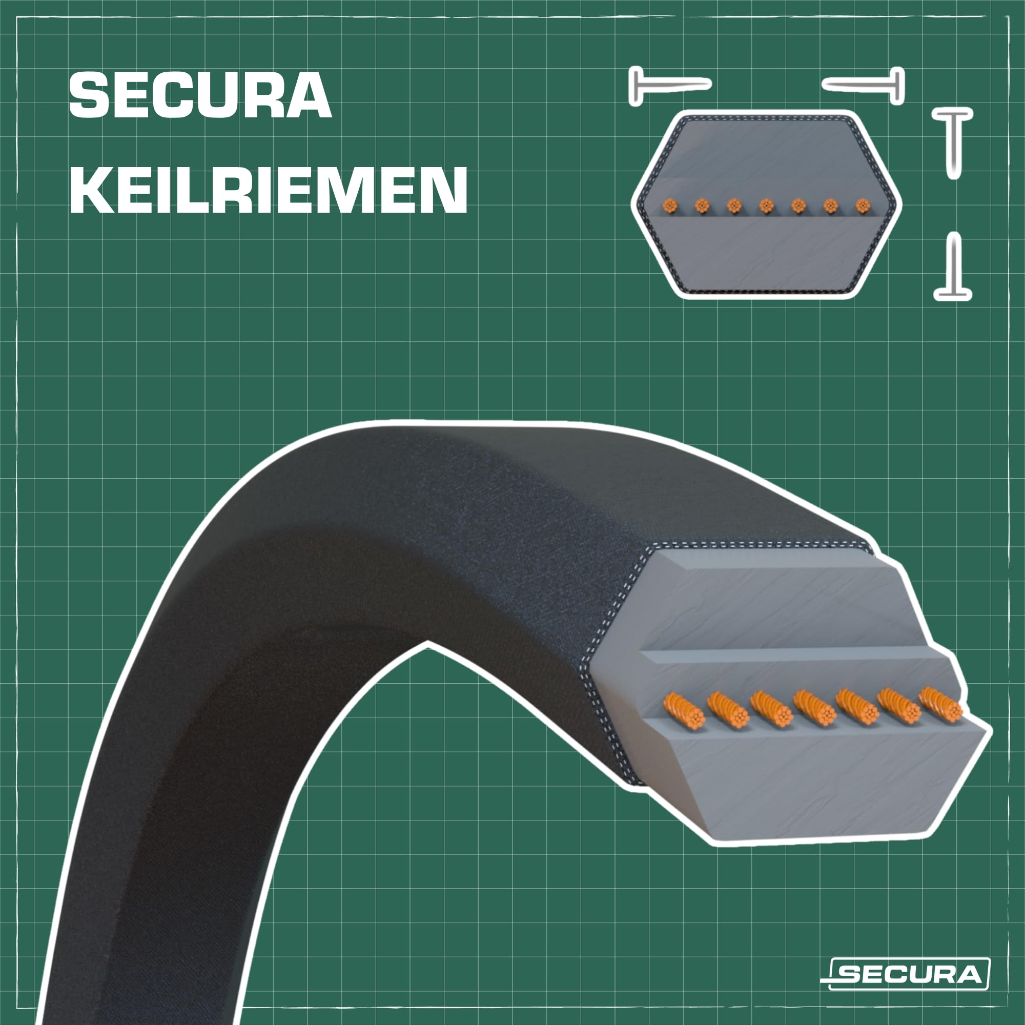 SECURA Keilriemen Mähwerk kompatibel mit Husqvarna: CT130, CT150, CT160, CTH150, CTH151, CTH160, CT170, CT172, CT180 | 584897001, 532169178, 532402009 Rasentraktor
