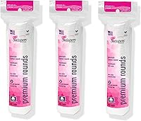 Swisspers Premium Cotton Rounds: Hypoallergenic Chlorine-Free Cotton Pads for Makeup & Nail Polish Removal, Dermatologist Tested, Made in USA - 300 Ct (3x100)