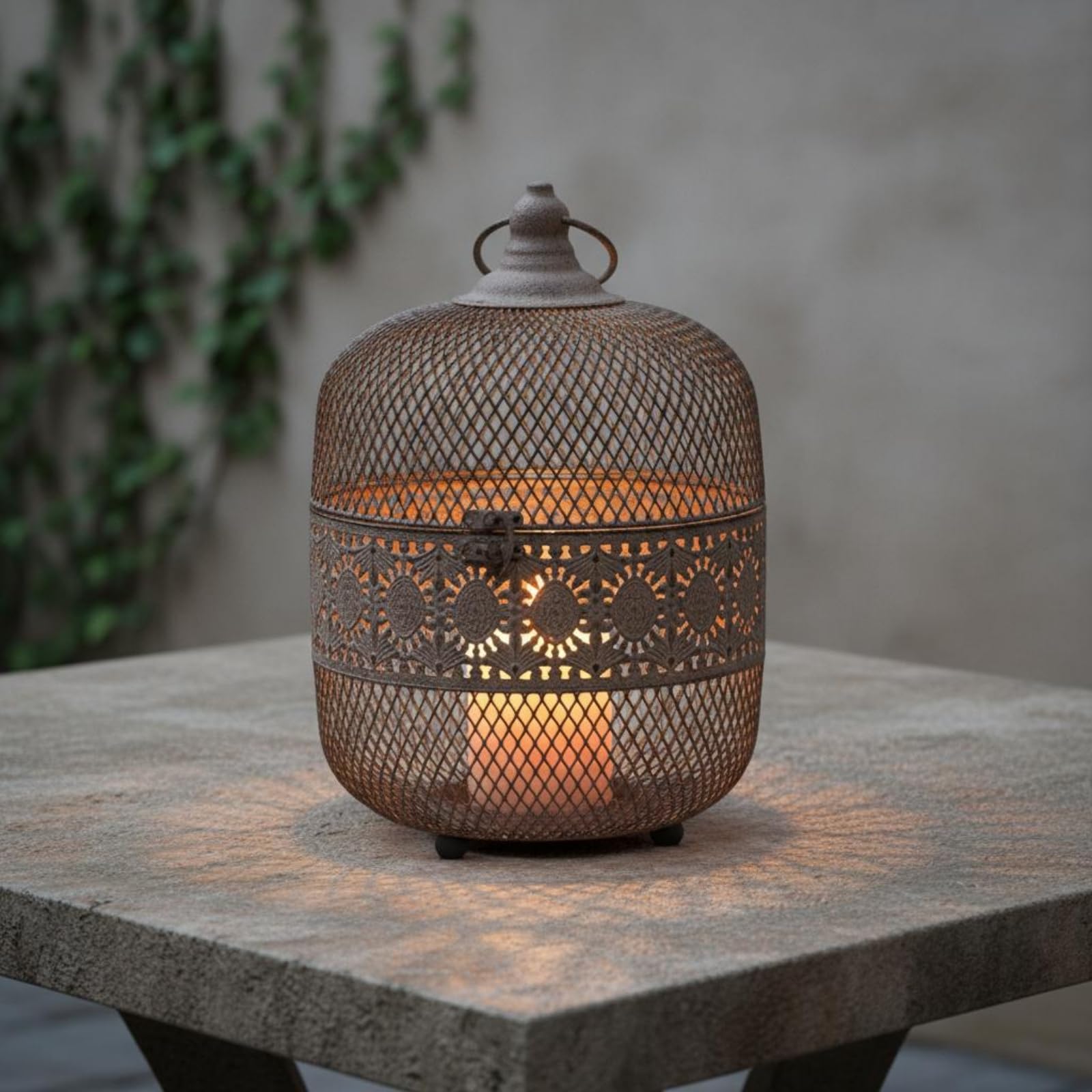 Vintage Kerzenhalter aus Eisen mit Einzigartigem Vogelkäfig-Design Und Dekorativem Offenen Band für Sanfte Lichtwirkung für Wohnzimmer Schreibtisch Regale Geschenke, Hoch