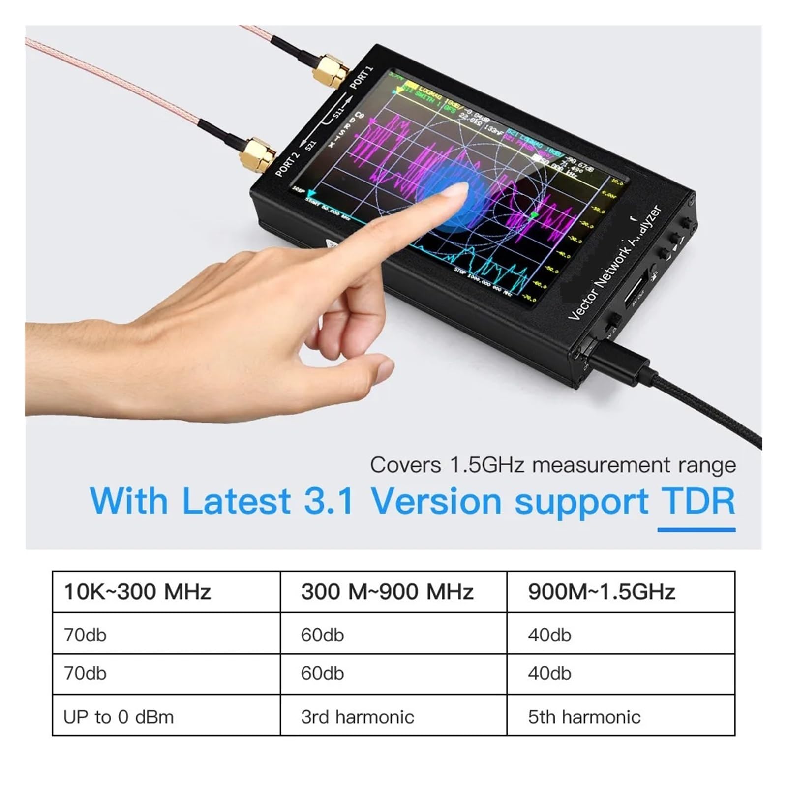 Analizator sieci bezprzewodowej 4,3-calowy 5000 mAh akumulator wektorowy sieciowy VNA HF VHF UHF IPS LCD metalowa obudowa wersja V3.1 analizator antenowy Analiza siły sygnału