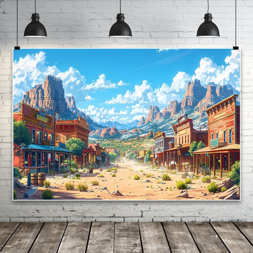 Wild West Saloon Digital Backdrop, Old Western Town, Cowboy Digital Background, Old Time Saloon In The Desert With Mountains - Norway - View #8