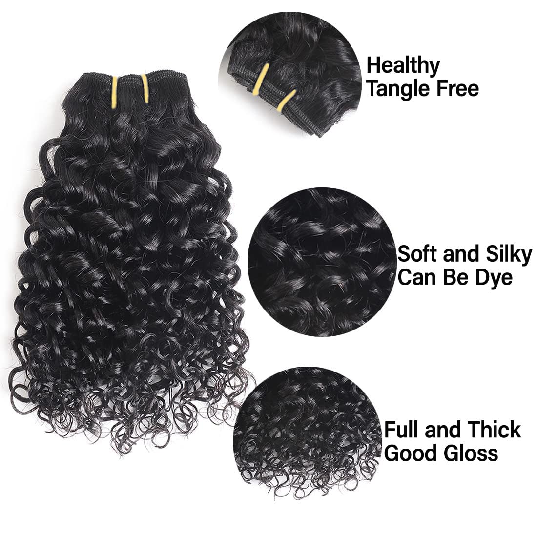 Amazon.com : Curly Human Hair Bundles, 4 Pack Short Curly  display picture 2
