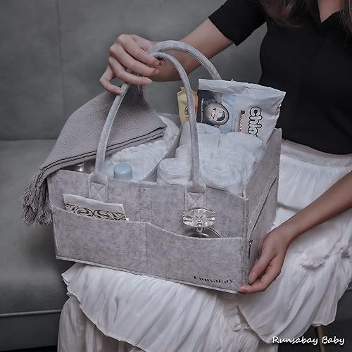 Miniatura 4 de Runsabay Organizador de pañales para bebés cesta de almacenamiento portátil para guardería cesta de almacenamiento para cambiador de mesa y