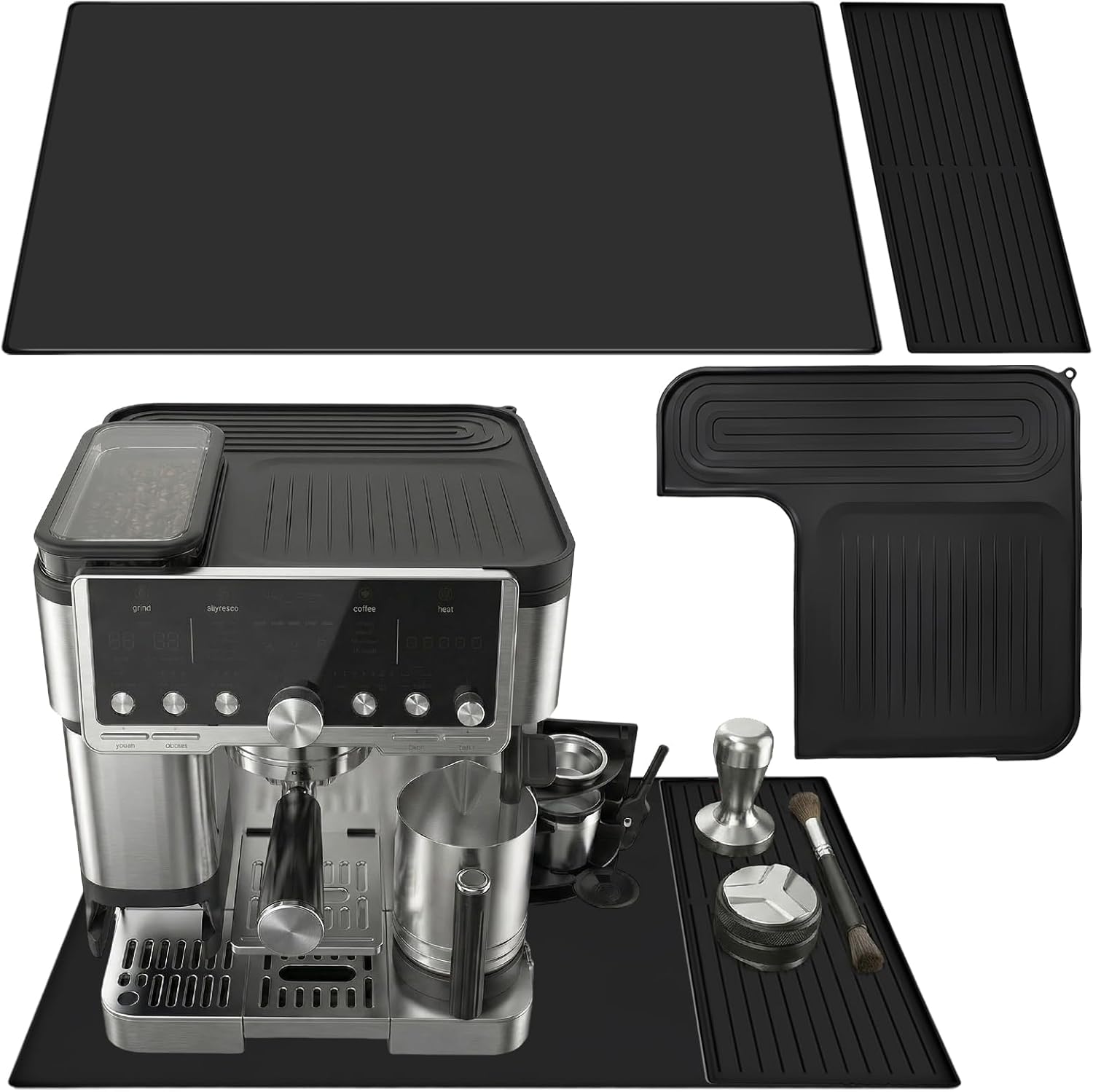 Silicone Coffee Bar Mat for Ninja Luxe Cafe Espresso Machine ES601/ ES701, 3-in-1 Espresso Silicone Station Dish Drying Mat, Anti-scratch Waterproof Heat-Resistant Stain-Resistant