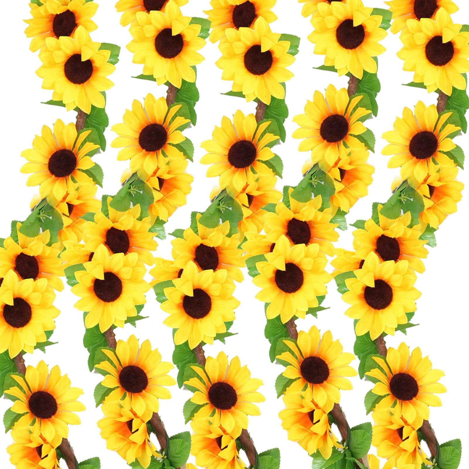 5 Pcs Artificial Sunflower Vine 8.5 FT Flower Garland Decoration Artificial Sunflowers Artificial Silk Flower Garland with Green Leaves Fake Hanging Plants Decoration